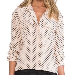 Equipment Signature Angelica Hearts Blouse  100% silk in Nude size medium